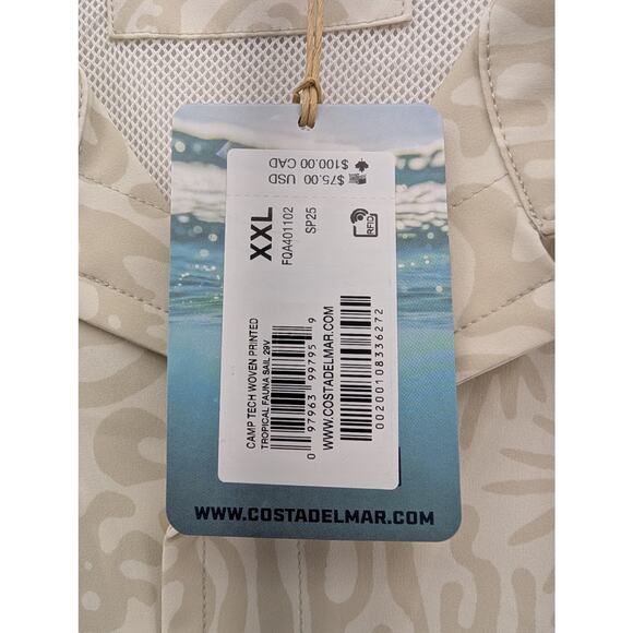 NWT Costa Camp Tech Woven Printed Shirt in Tropical Fauna Sail size XXL - Picture 4 of 6